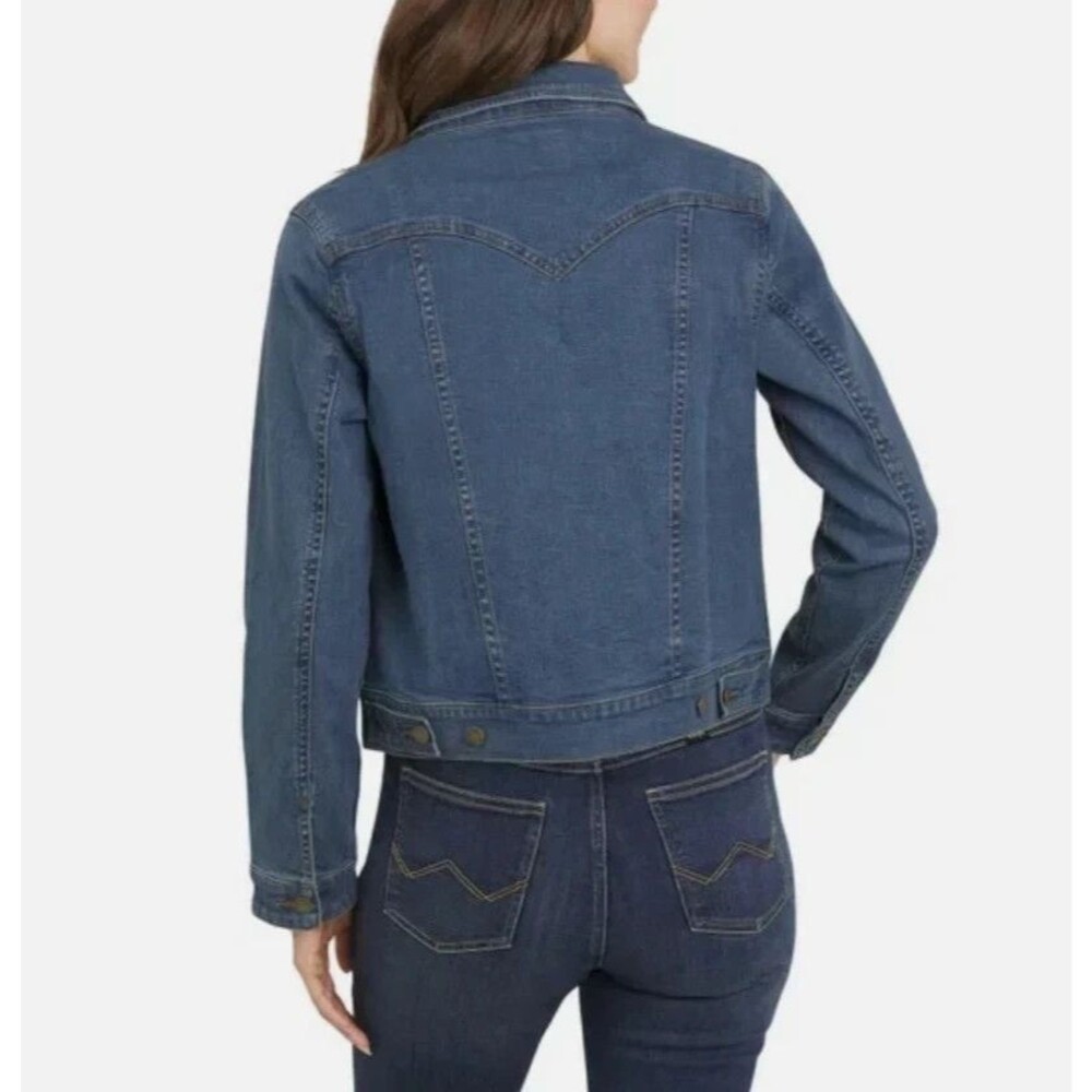 Wrangler Denim Jacket Blue Button Front Trucker Women’s Medium Classic Western - Picture 3 of 5